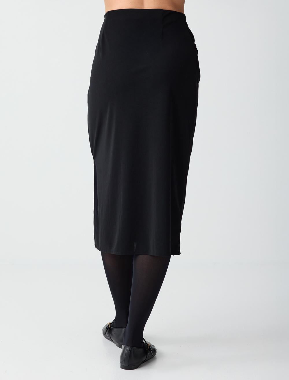 High Waist Midi Skirt - Black