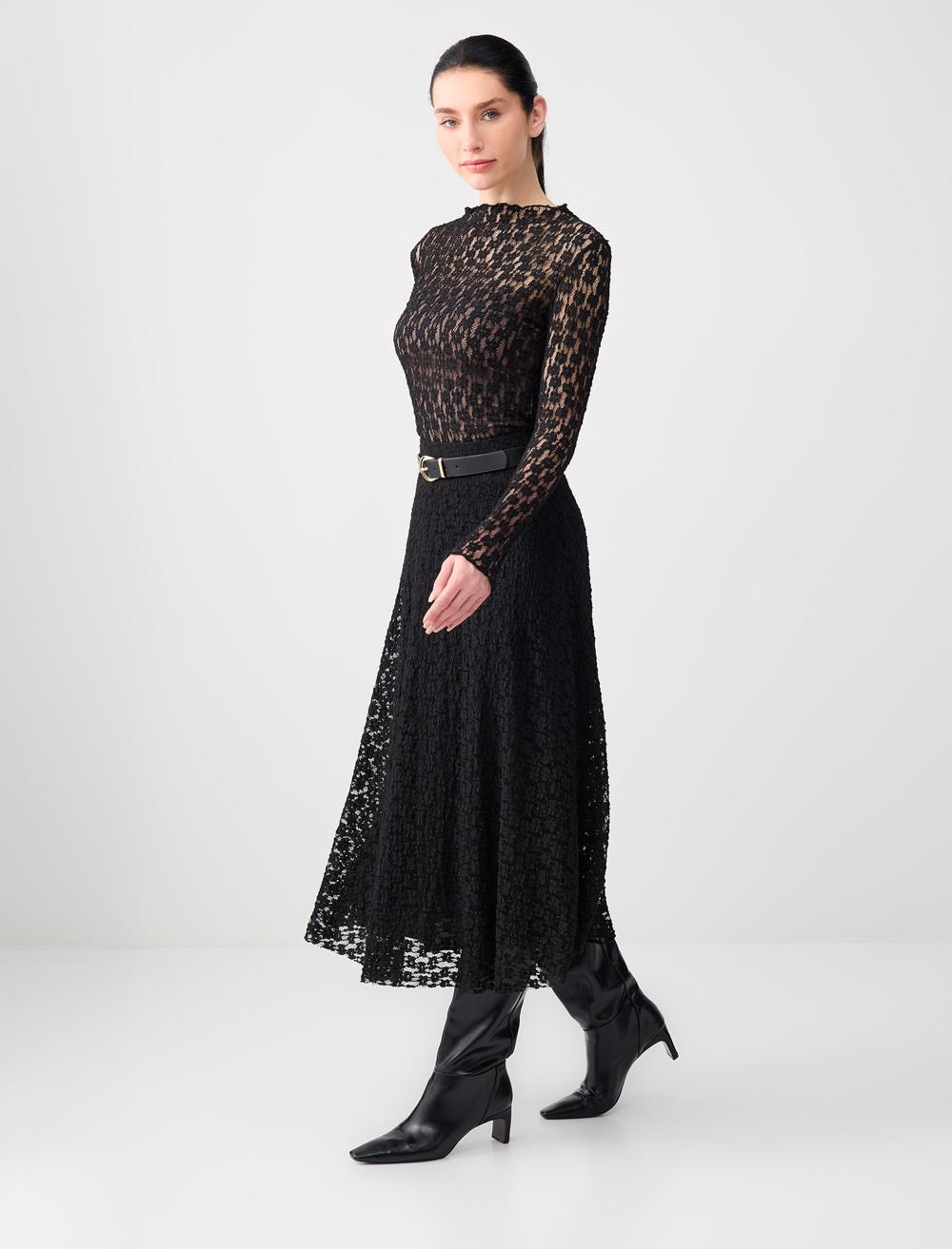 Relaxed Fit Wide-Leg Polyester Skirt - 6SW075714