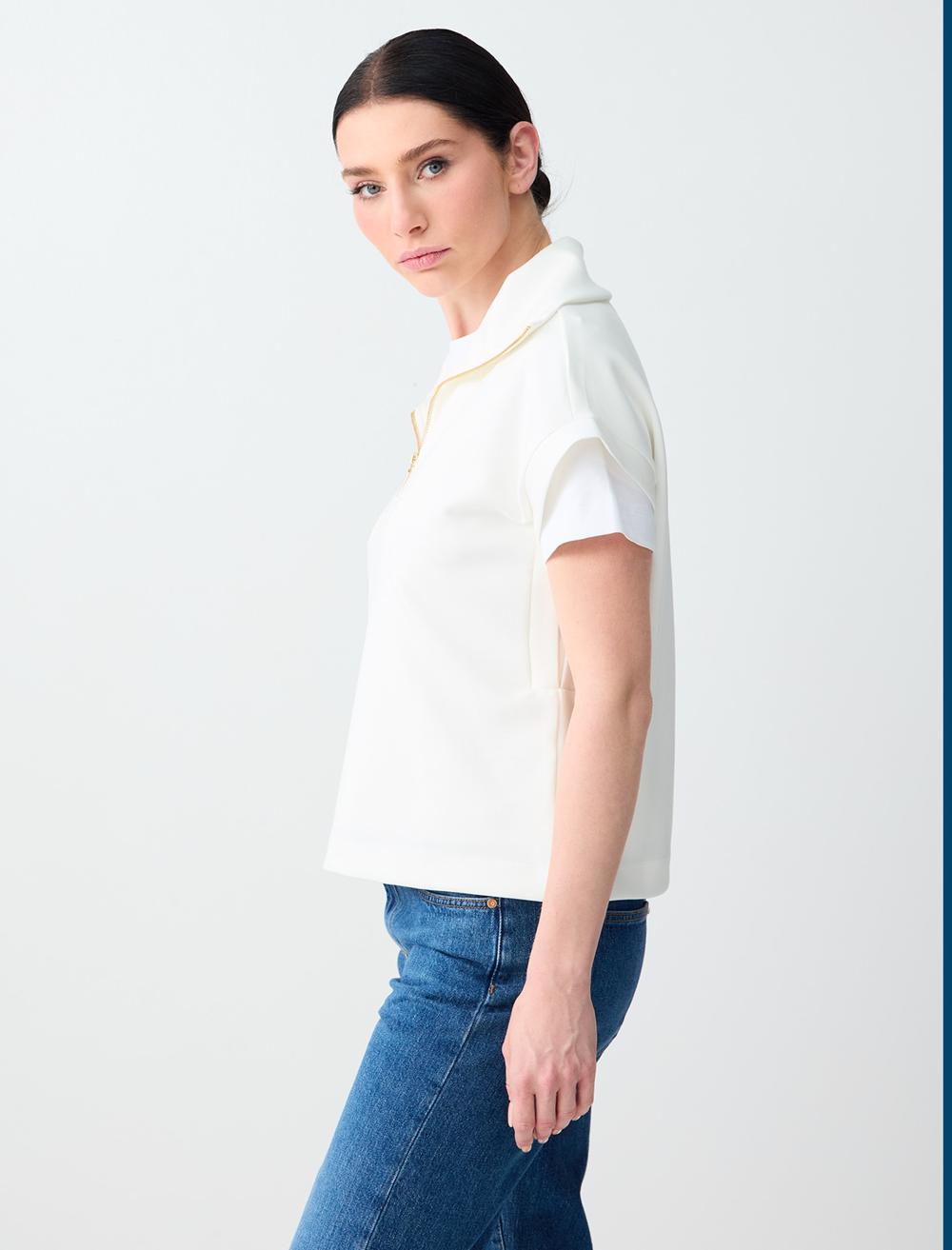 Ss Zippered Sweatshirt - White