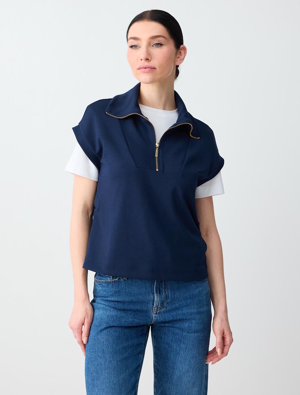 Ss Zippered Sweatshirt - Dark Blue