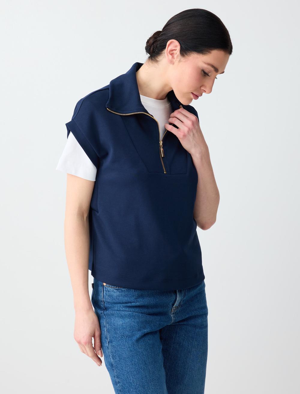 Ss Zippered Sweatshirt - Dark Blue