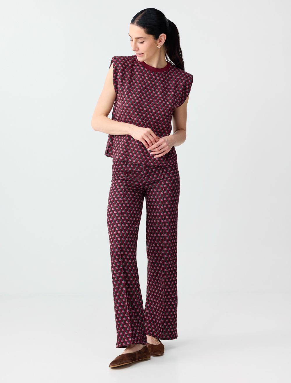 Normal Fit Trousers - Burgundy - 6SW186696562