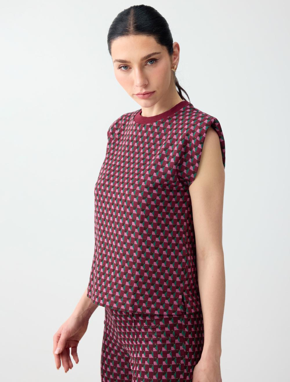 Normal Fit Crew Neck T-shirt - Burgundy - 6SW276695562