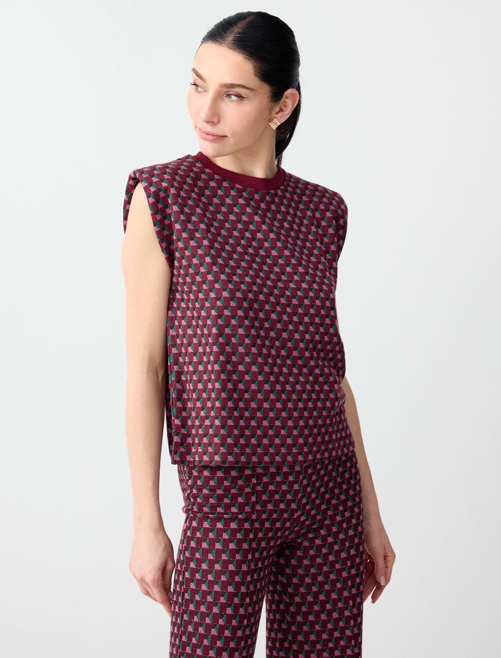 Normal Fit Crew Neck T-shirt - Burgundy - 6SW276695562