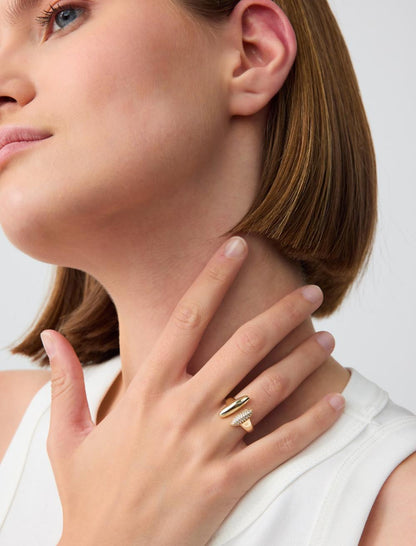 Ring with Geometric Shapes and Shiny Stones