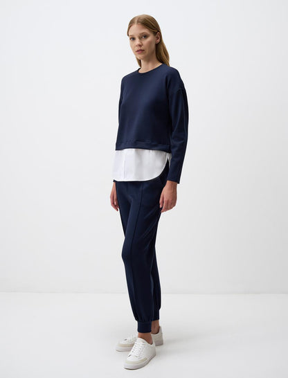 Crew Neck Sweatshirt with Shirt Detail