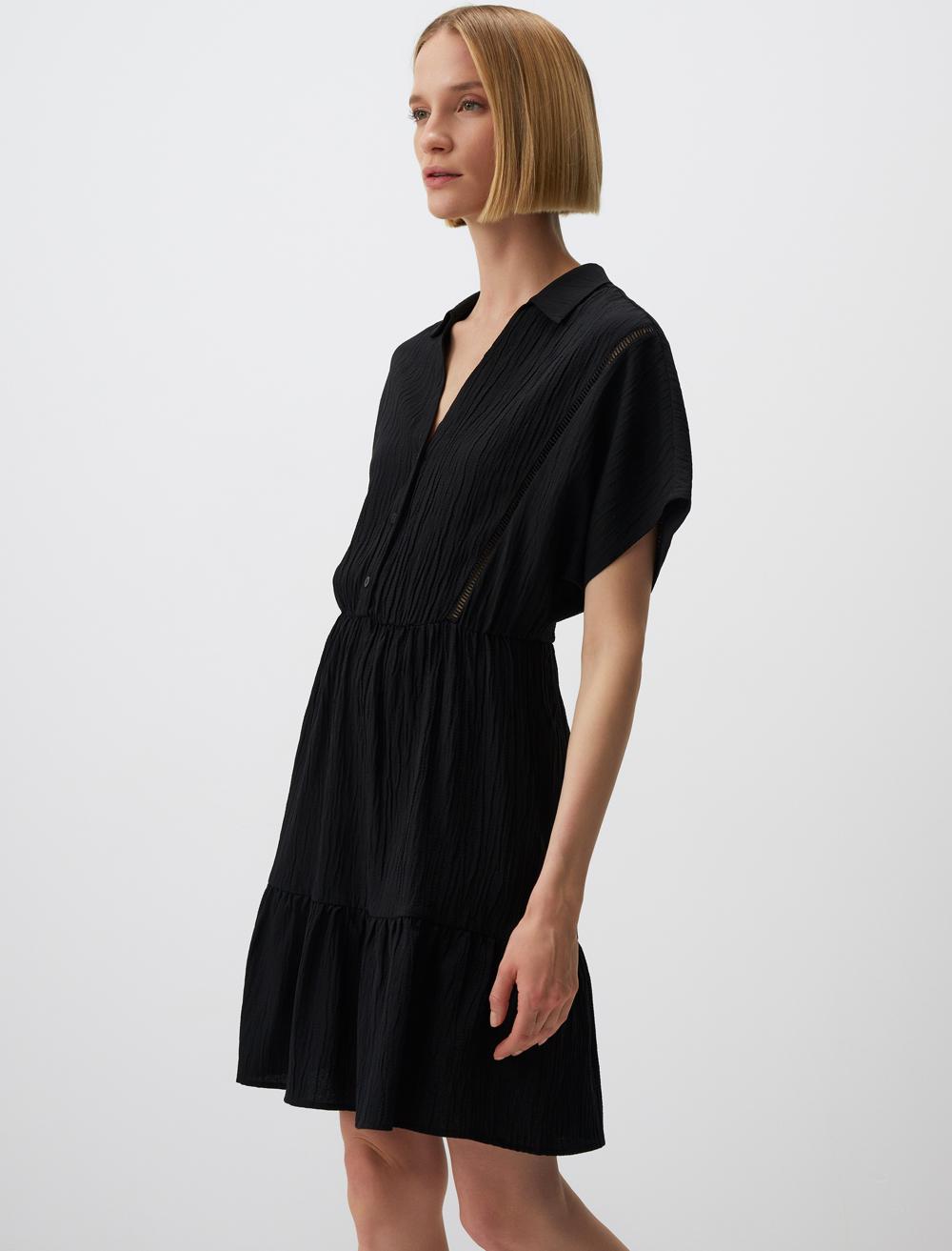 Loose Fit Shirt Collar Short-Sleeve Dress - 24SE150004