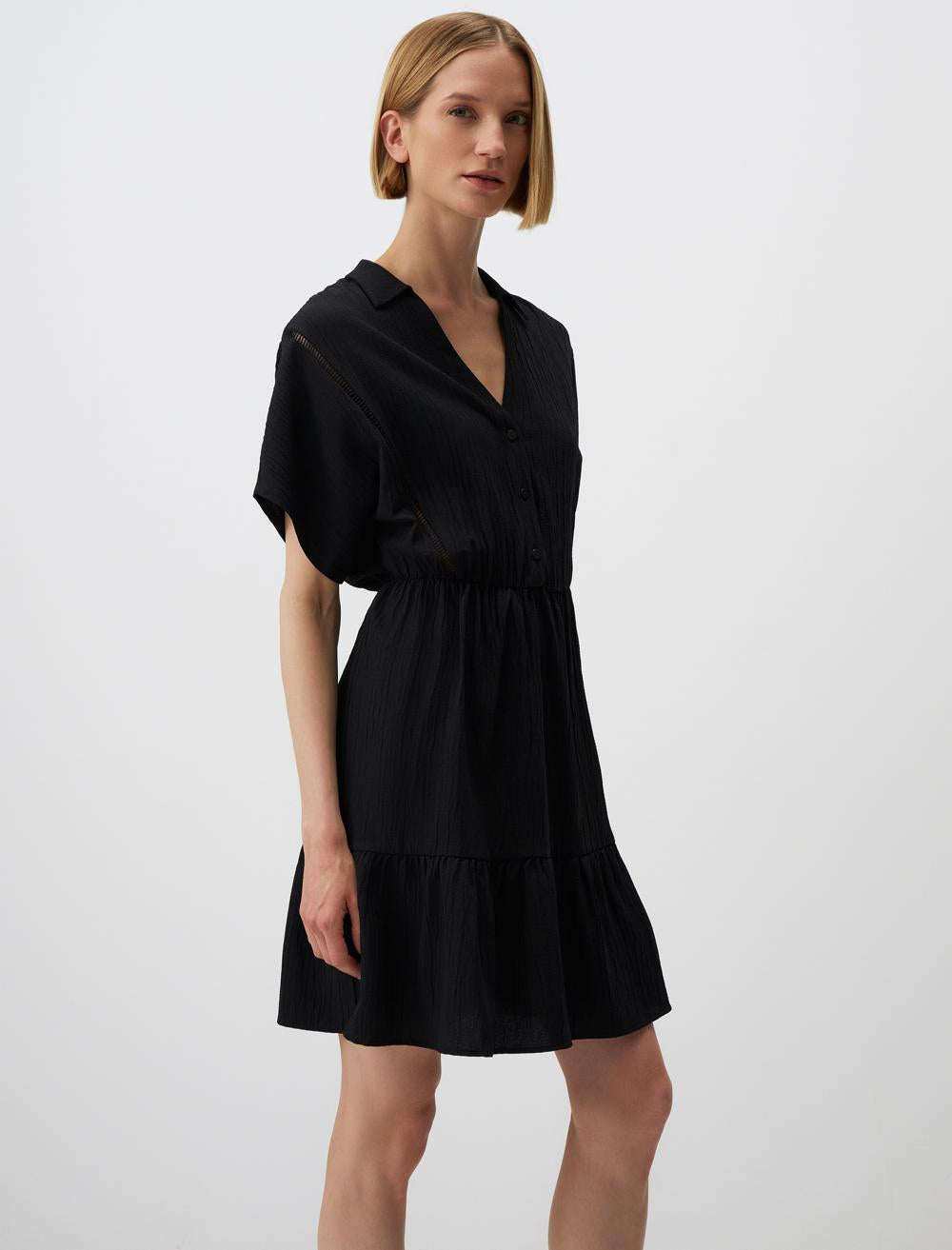 Loose Fit Shirt Collar Short-Sleeve Dress - 24SE150004