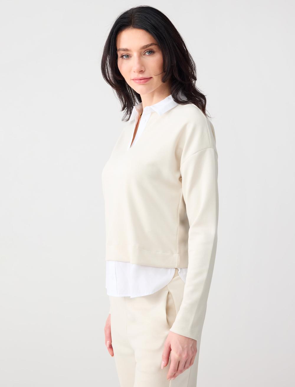 Shirt Collar Modal Knit Sweatshirt