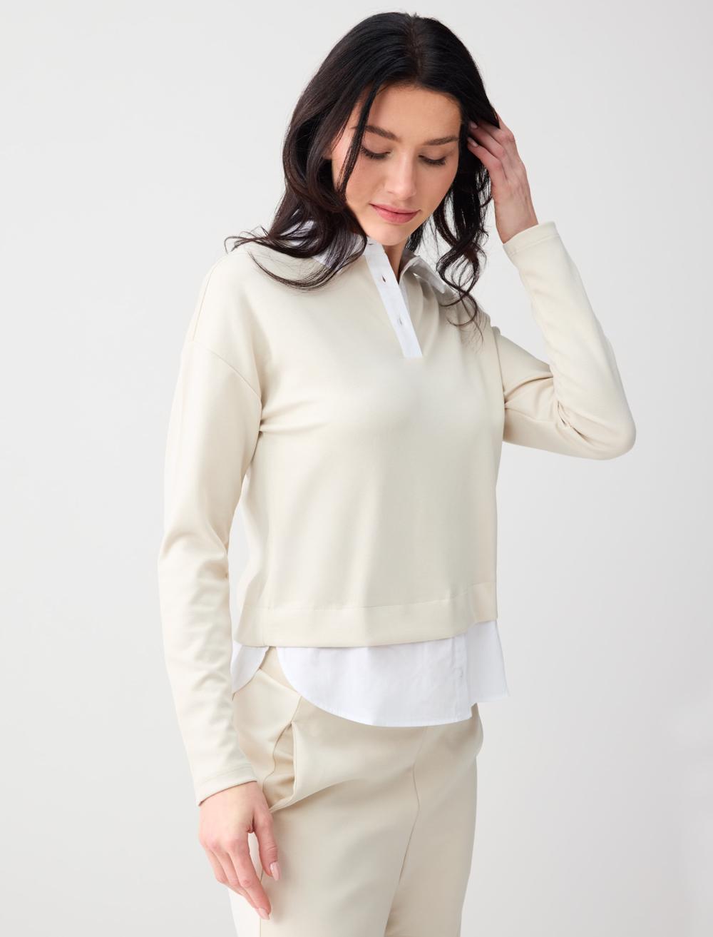 Shirt Collar Modal Knit Sweatshirt - 6SW235644