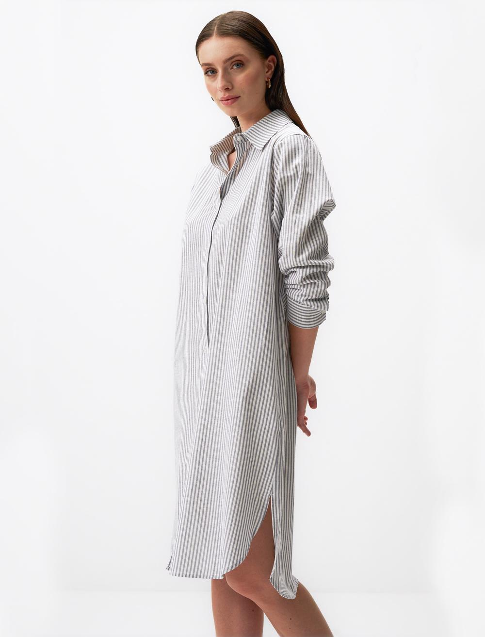 Loose Fit Shirt Collar Long-Sleeve Shirt - 24SG160010