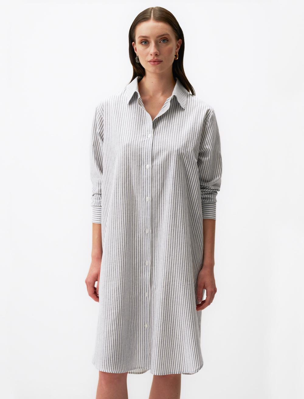 Loose Fit Shirt Collar Long-Sleeve Shirt - 24SG160010