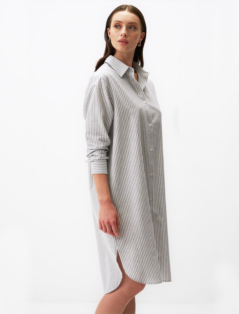 Loose Fit Shirt Collar Long-Sleeve Shirt - 24SG160010