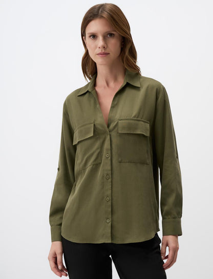Slim Fit Long Sleeve Shirt with Pocket Detail