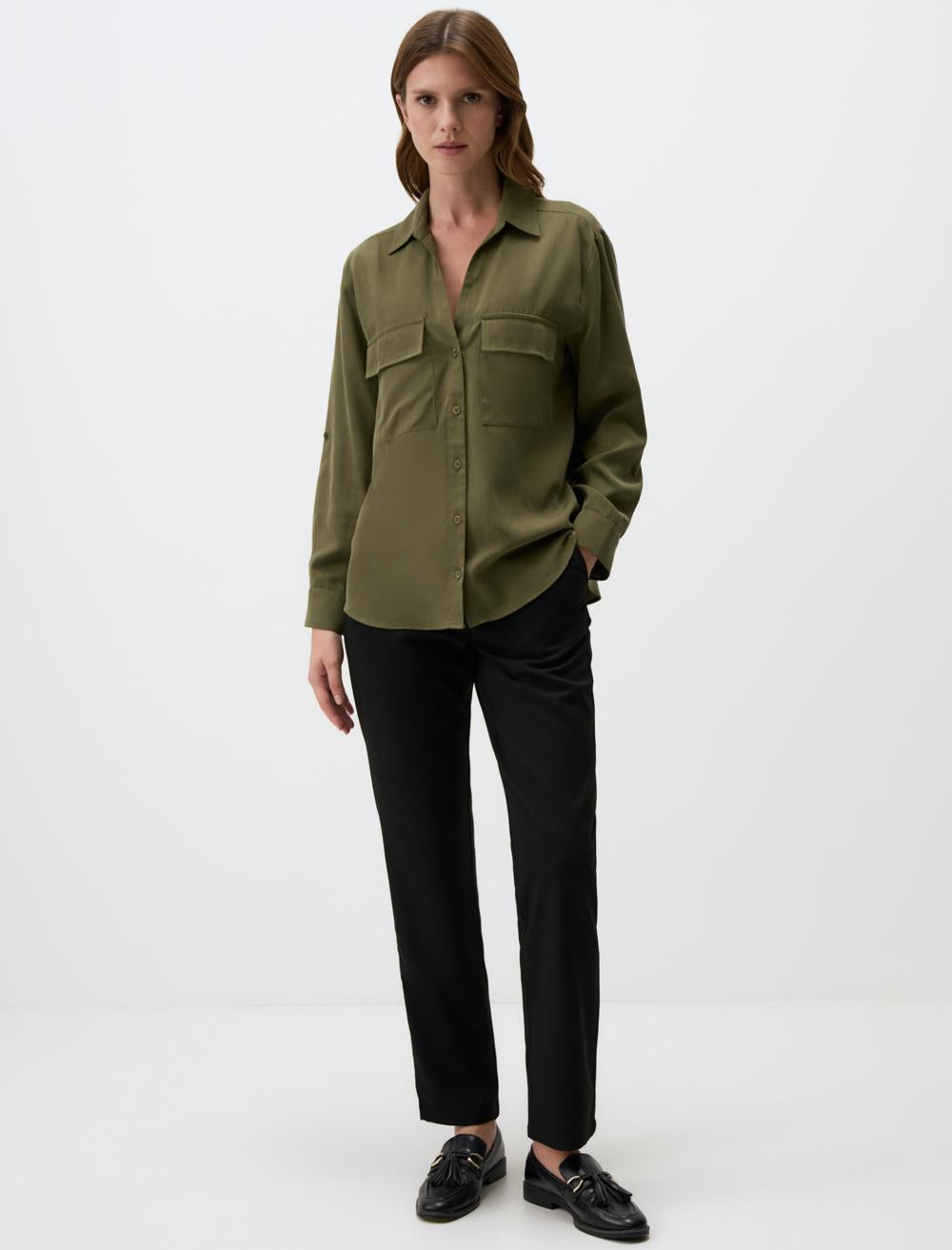 Slim Fit Long Sleeve Shirt with Pocket Detail
