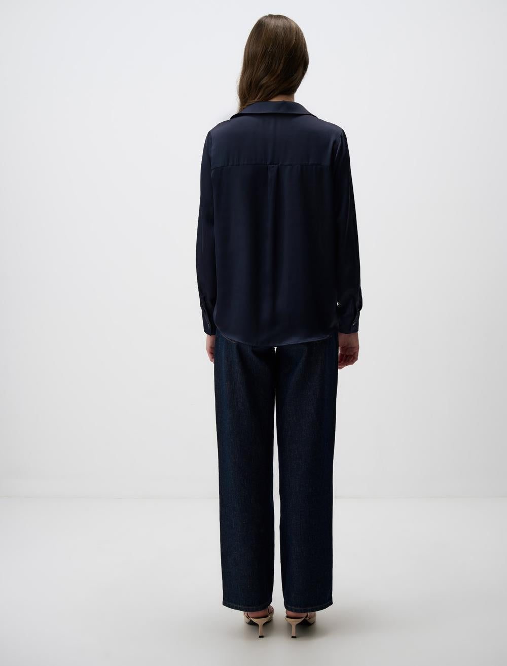 Long Sleeve Elegant Satin Shirt - 4WW171749