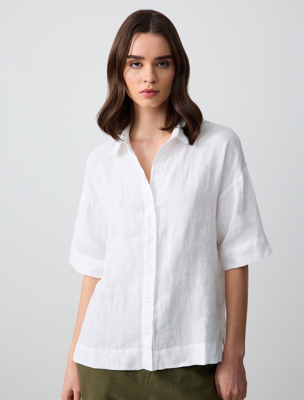 Shirt Collar Short-Sleeve Shirt - 5SW082600