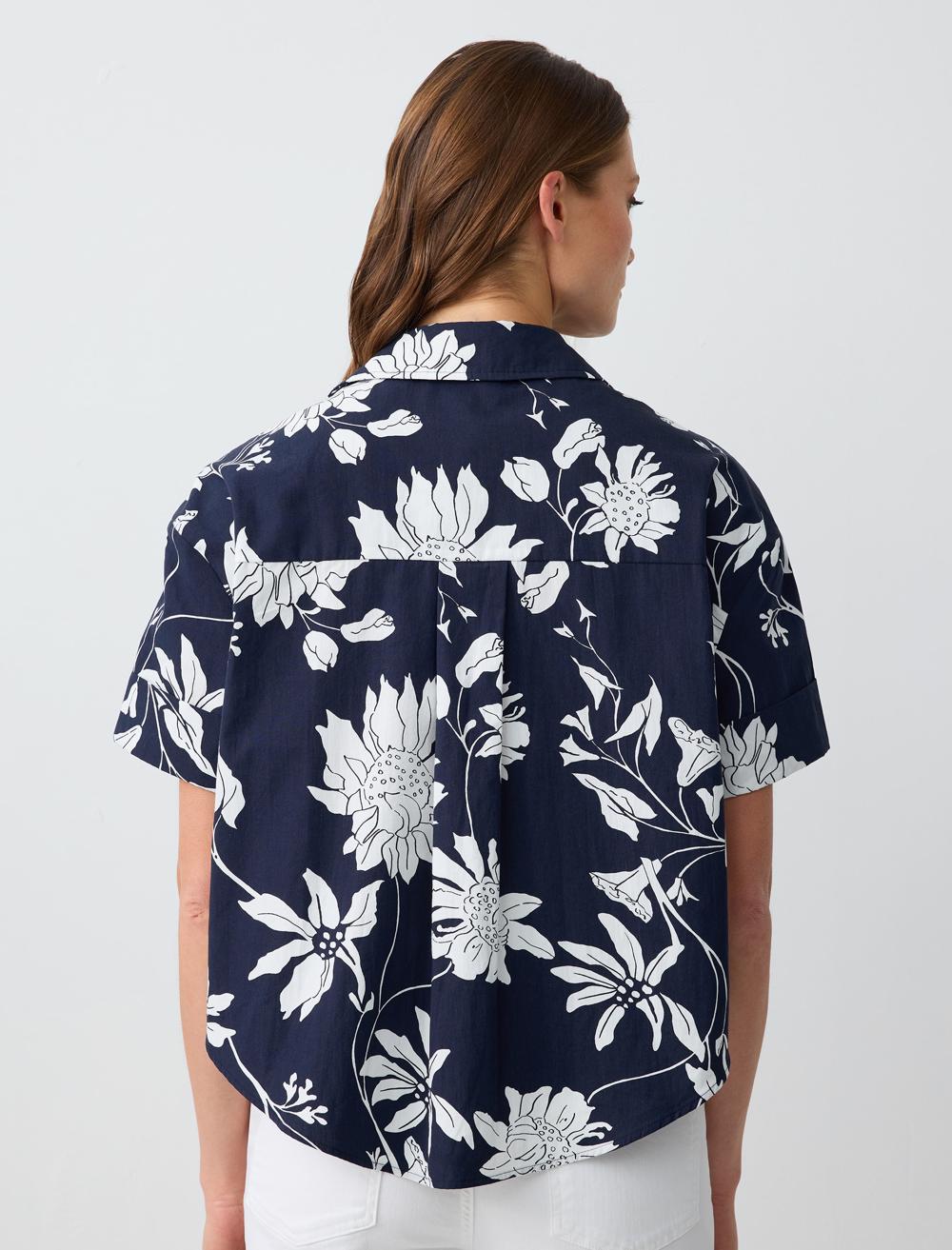 Loose Fit Shirt Collar Short-Sleeve Shirt - 5SW083096