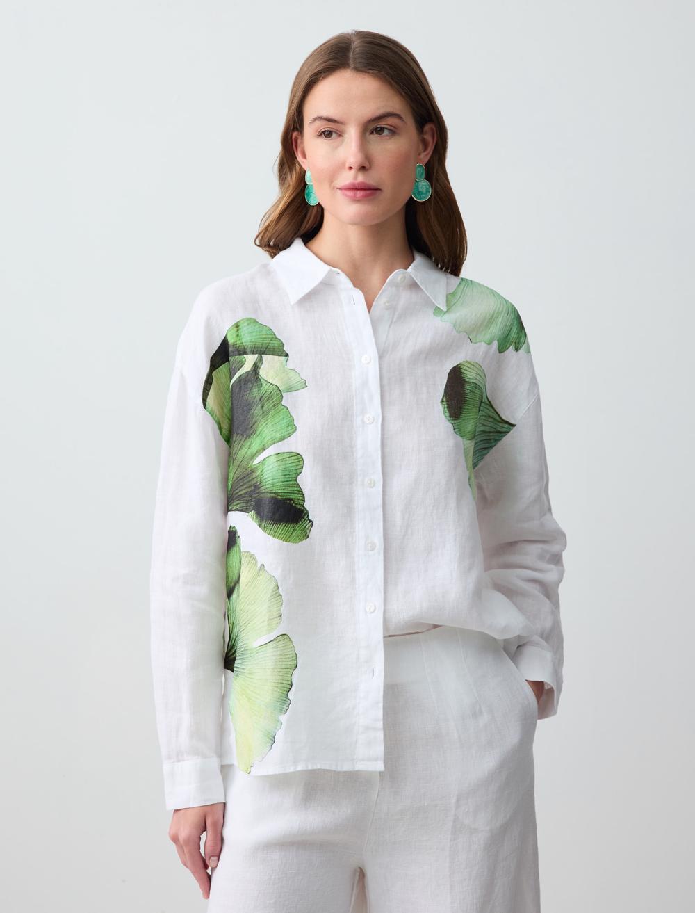 Shirt Collar Long-Sleeve Shirt - White - 5SW083243100
