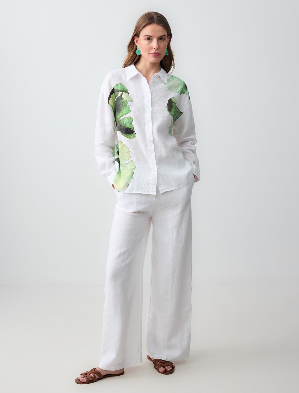 Shirt Collar Long-Sleeve Shirt - White - 5SW083243100