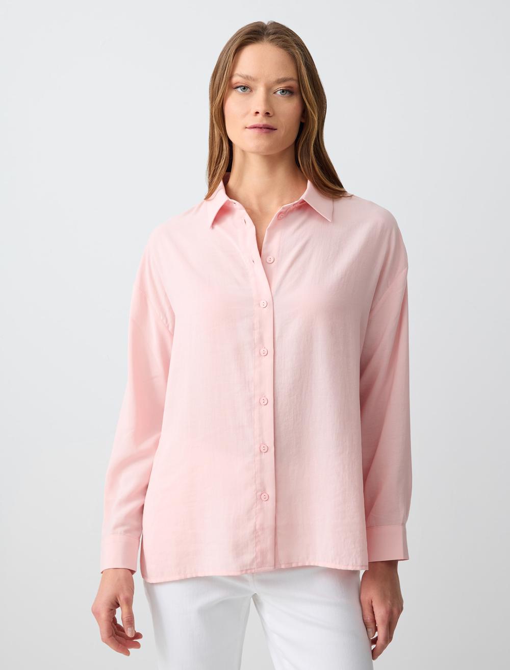 Loose Fit Shirt Collar Long-Sleeve Shirt - 5SW083603
