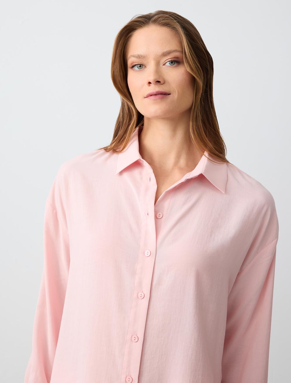 Loose Fit Shirt Collar Long-Sleeve Shirt - 5SW083603