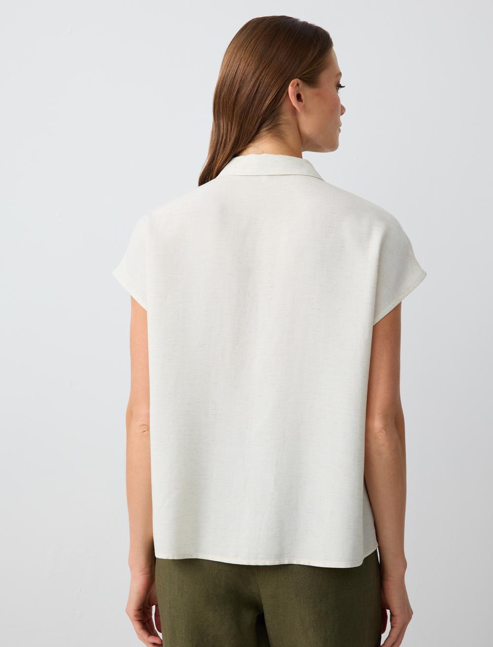 Loose Fit Shirt Collar Short-Sleeve Shirt - 5SW083608