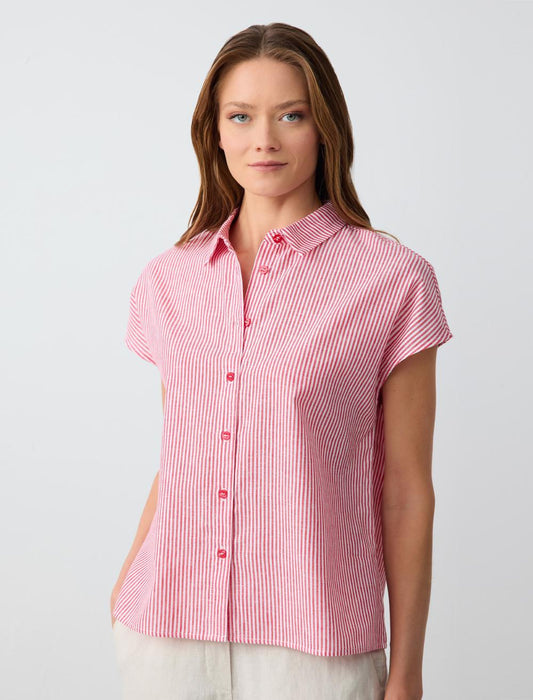 Loose fit Shirt Collar Woven Red Shirt
