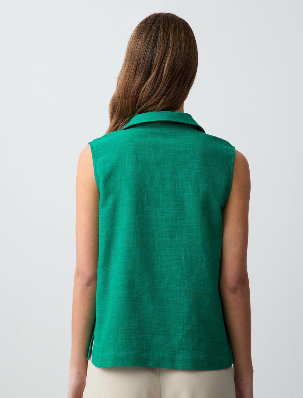 V-Neck Sleeveless-Sleeve Shirt - 5SW083631
