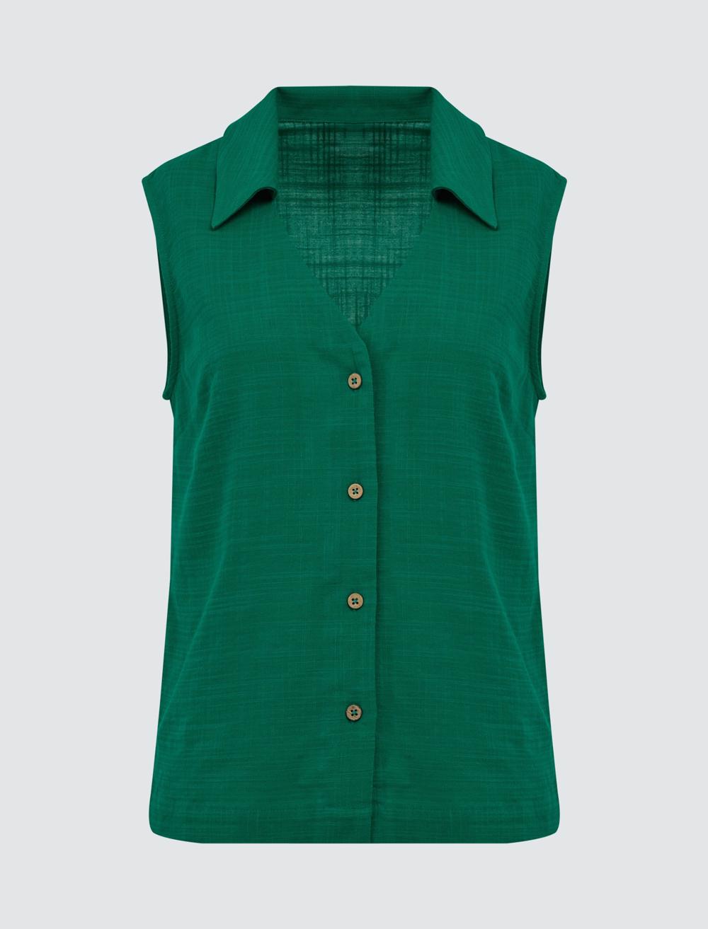 V-Neck Sleeveless-Sleeve Shirt - 5SW083631