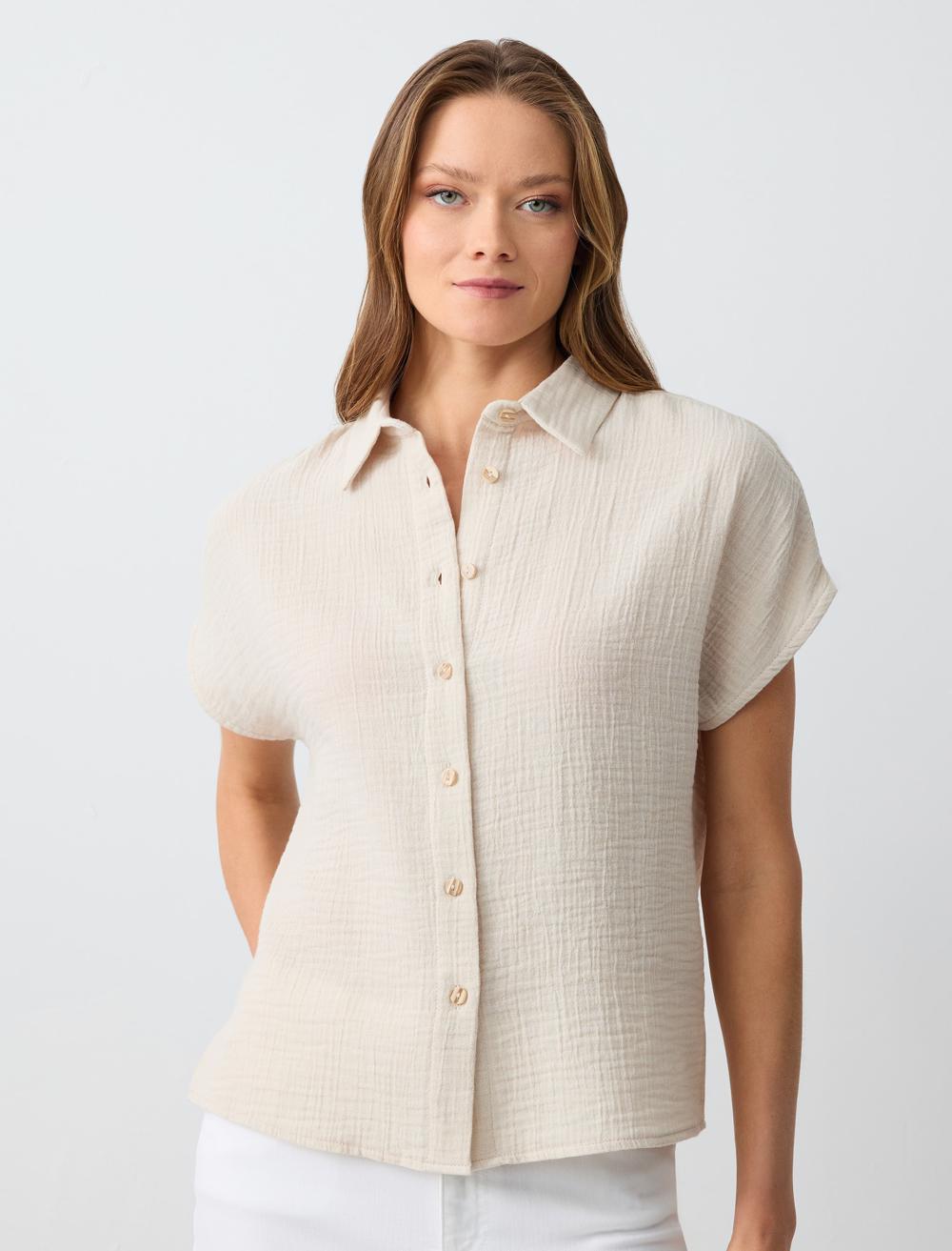 Shirt Collar Short-Sleeve Shirt - 5SW083639