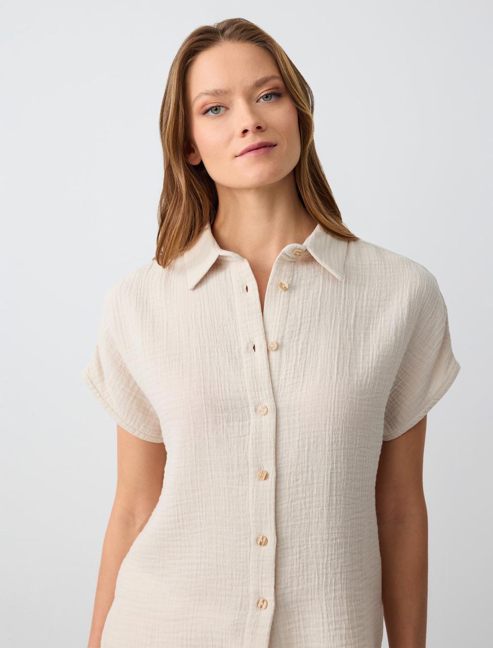Shirt Collar Short-Sleeve Shirt - 5SW083639