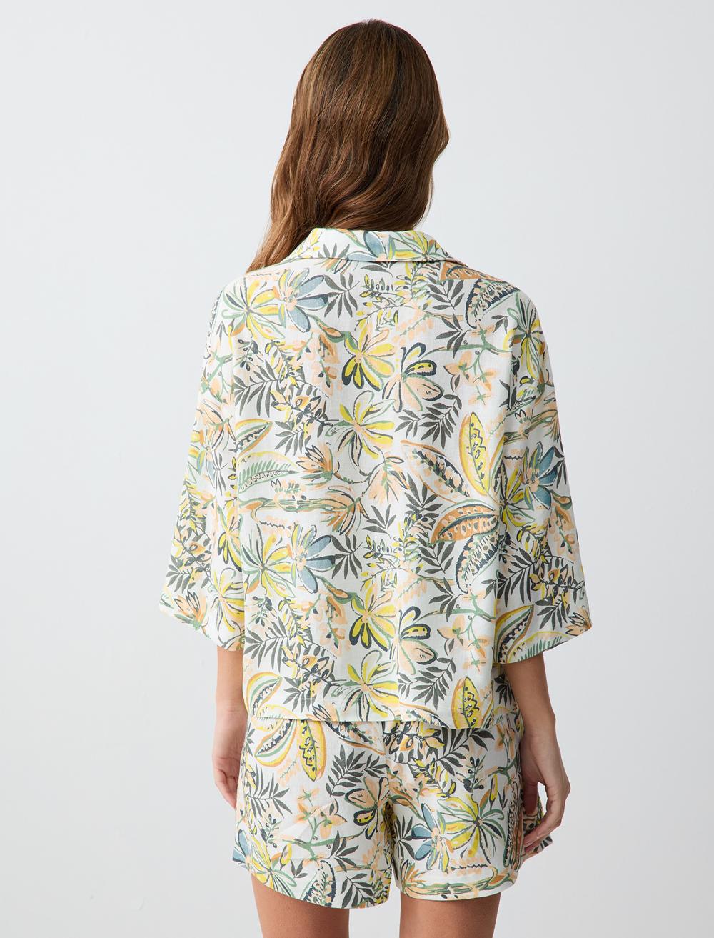 Shirt Collar 3/4 Length-Sleeve Shirt - 5SW083667