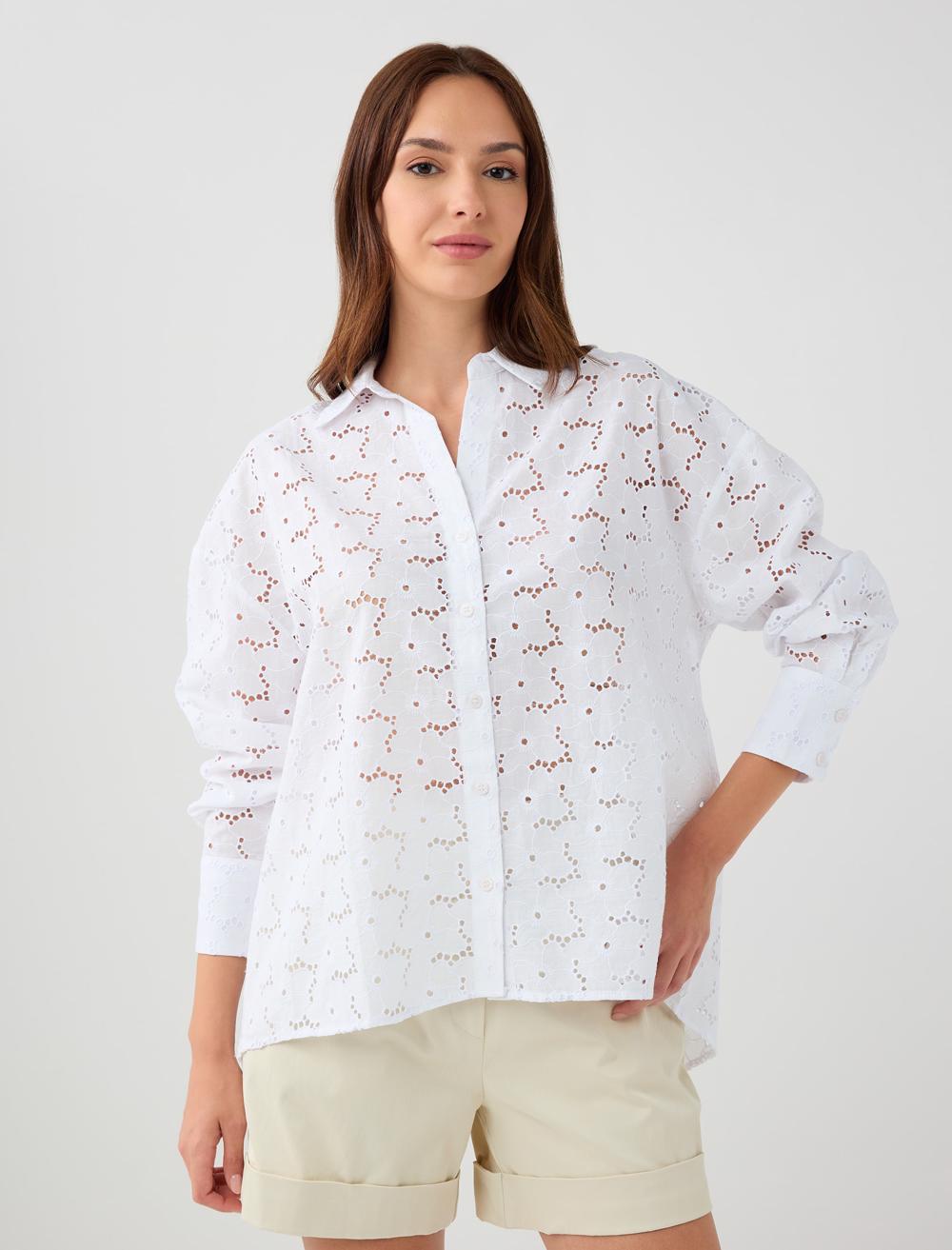 Loose Fit Shirt Collar Long-Sleeve Shirt - 5WW085335