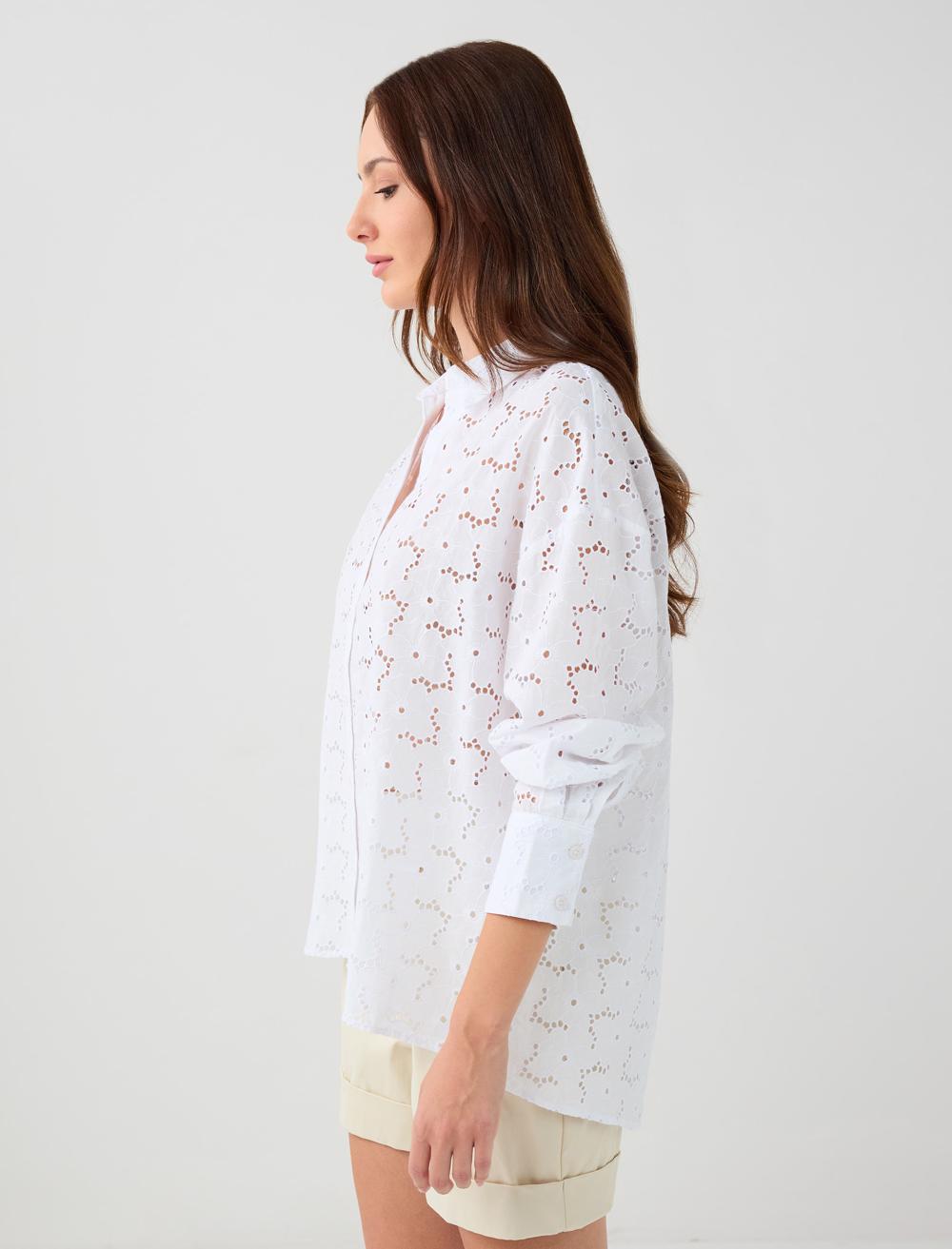 Loose Fit Shirt Collar Long-Sleeve Shirt - 5WW085335