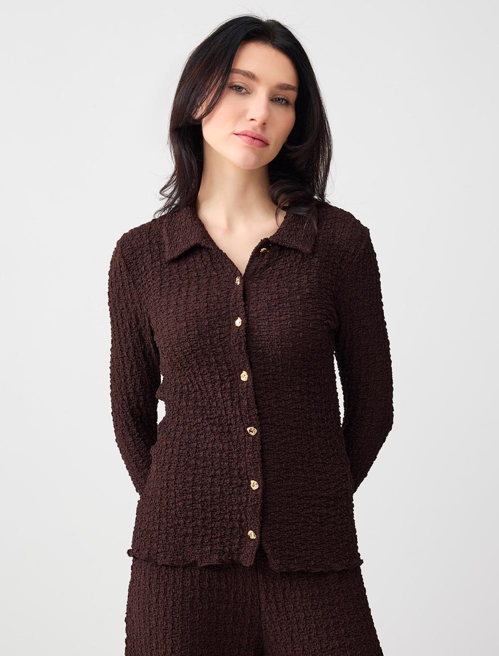 Ls Textured Slim Fit - Aci Kahve