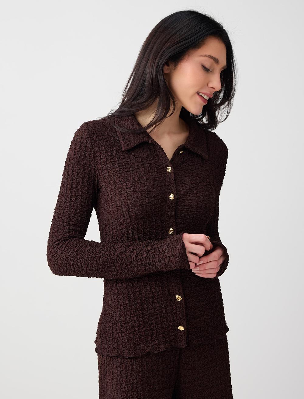 Ls Textured Slim Fit - Aci Kahve