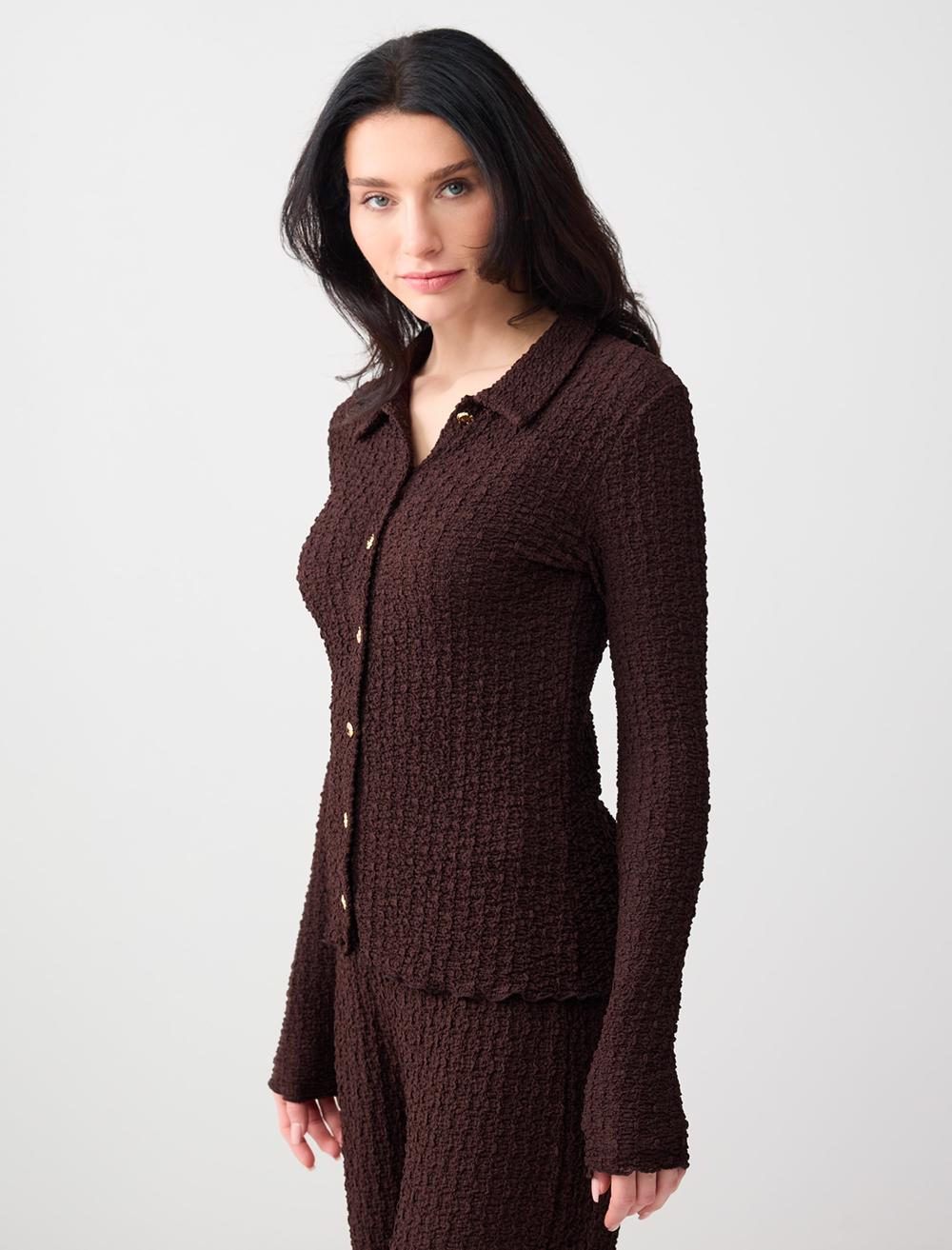 Ls Textured Slim Fit - Aci Kahve