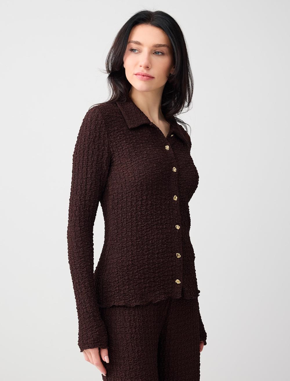 Ls Textured Slim Fit - Aci Kahve