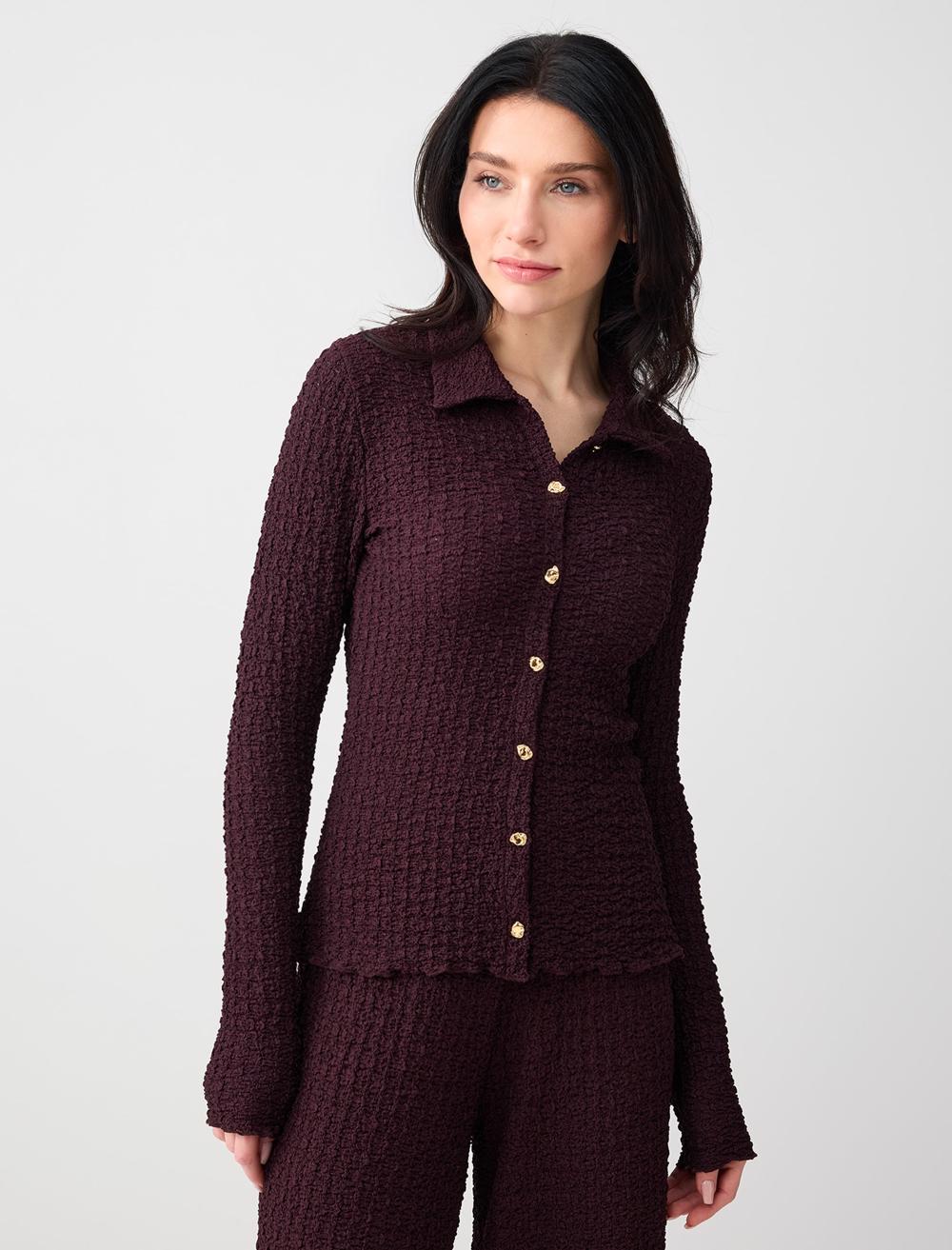 Slim Fit Textured Knit Shirt