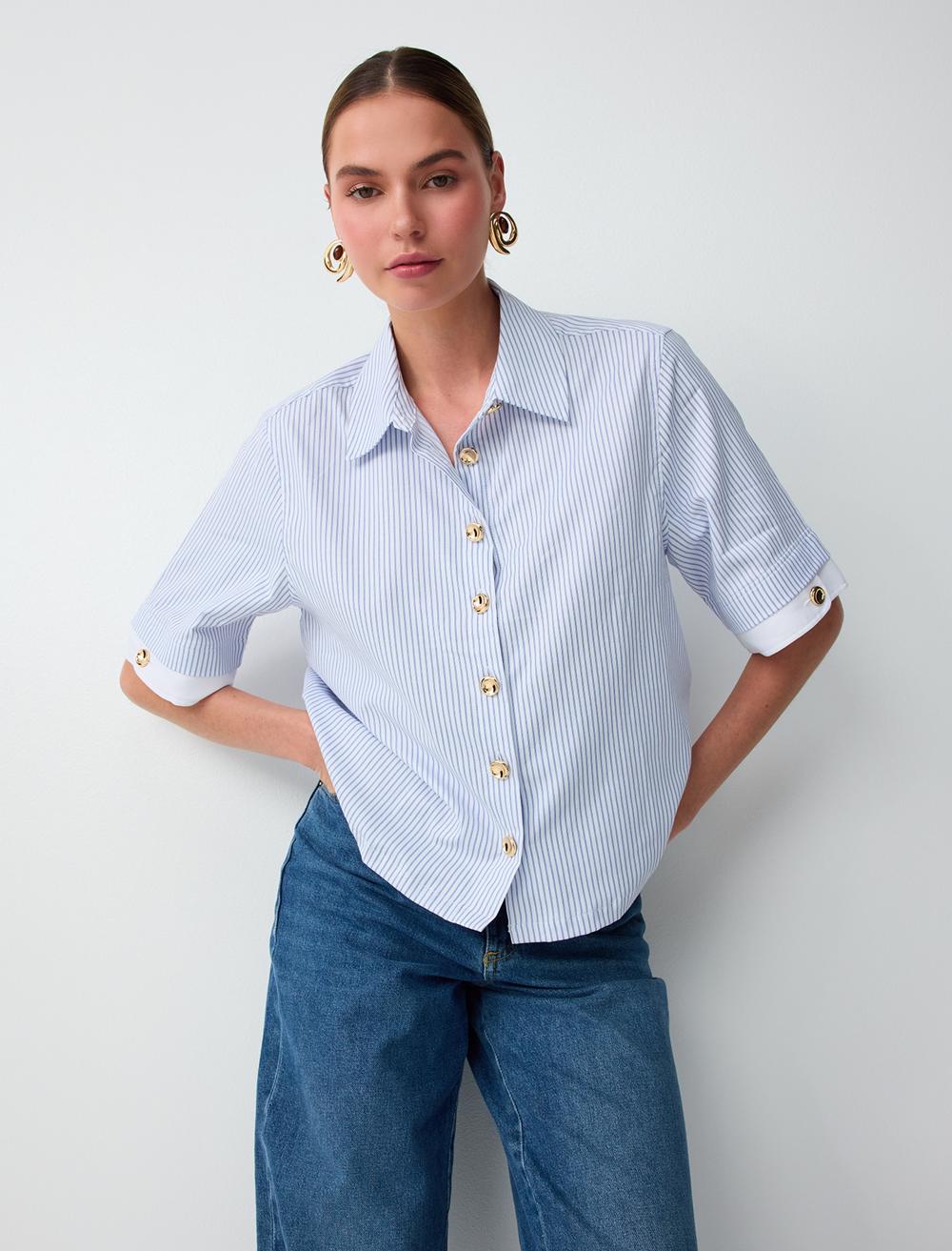 Normal Fit Shirt Collar Shirt - White - 6SW087104106