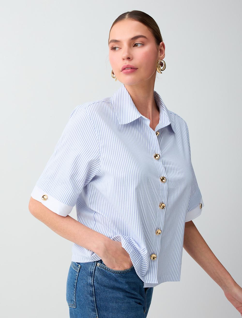 Normal Fit Shirt Collar Shirt - White - 6SW087104106