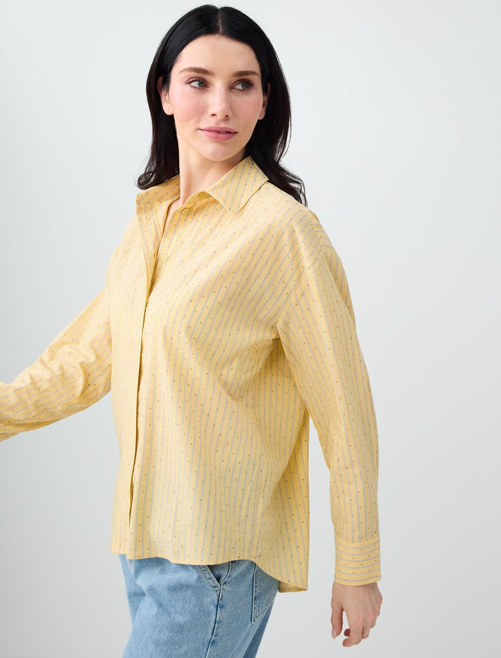 Normal Fit Shirt Collar Long Sleeve Shirt - Yellow - 6SW087299200