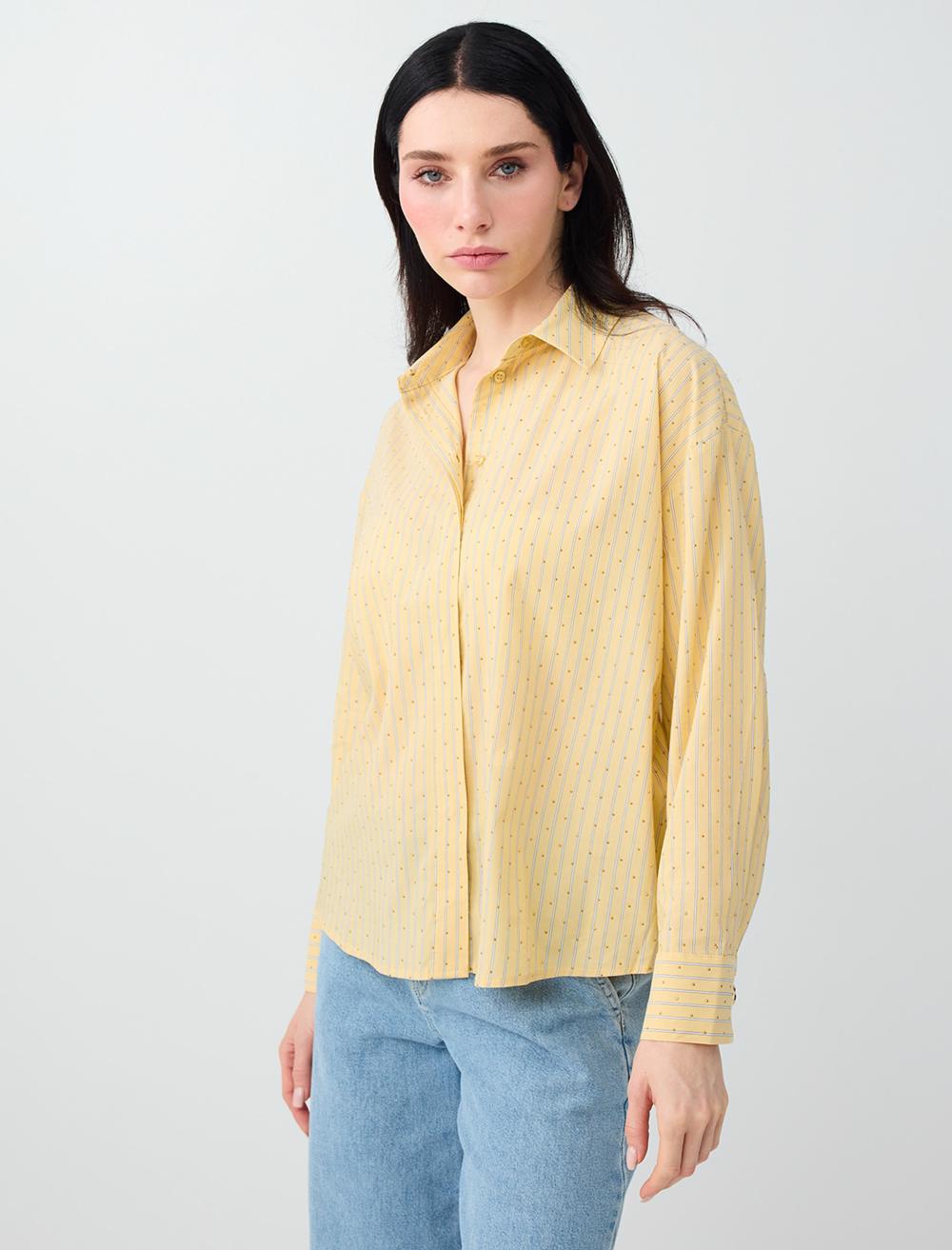 Normal Fit Shirt Collar Long Sleeve Shirt - Yellow - 6SW087299200