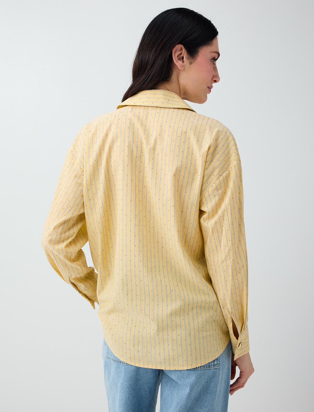 Normal Fit Shirt Collar Long Sleeve Shirt - Yellow - 6SW087299200