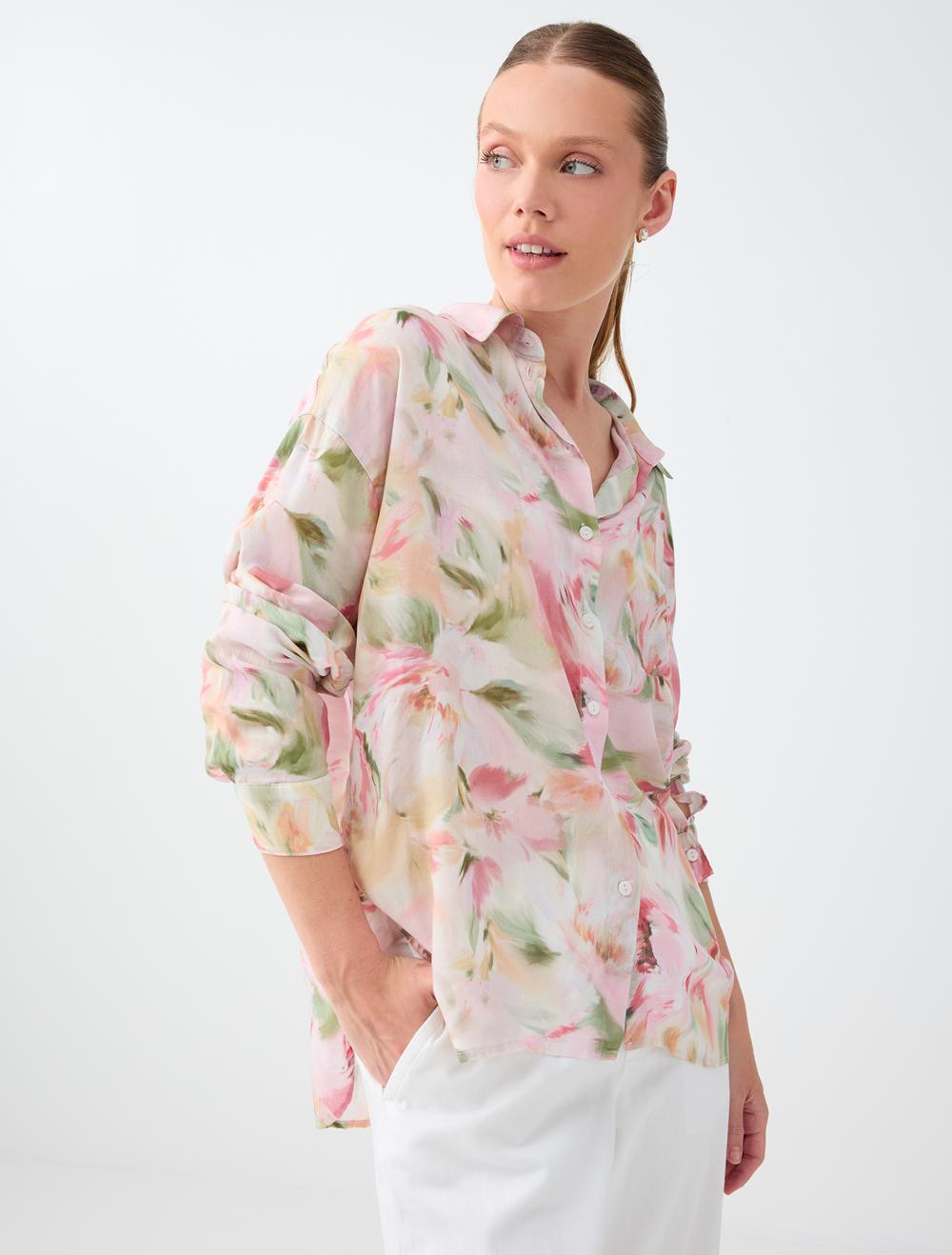 Normal Fit Shirt Collar Long Sleeve Shirt - White - 6SW087805106