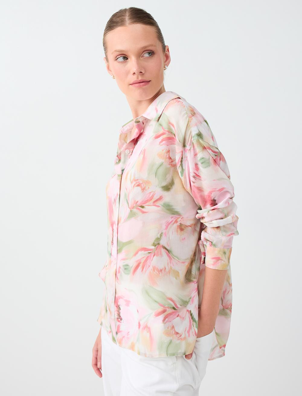 Normal Fit Shirt Collar Long Sleeve Shirt - White - 6SW087805106