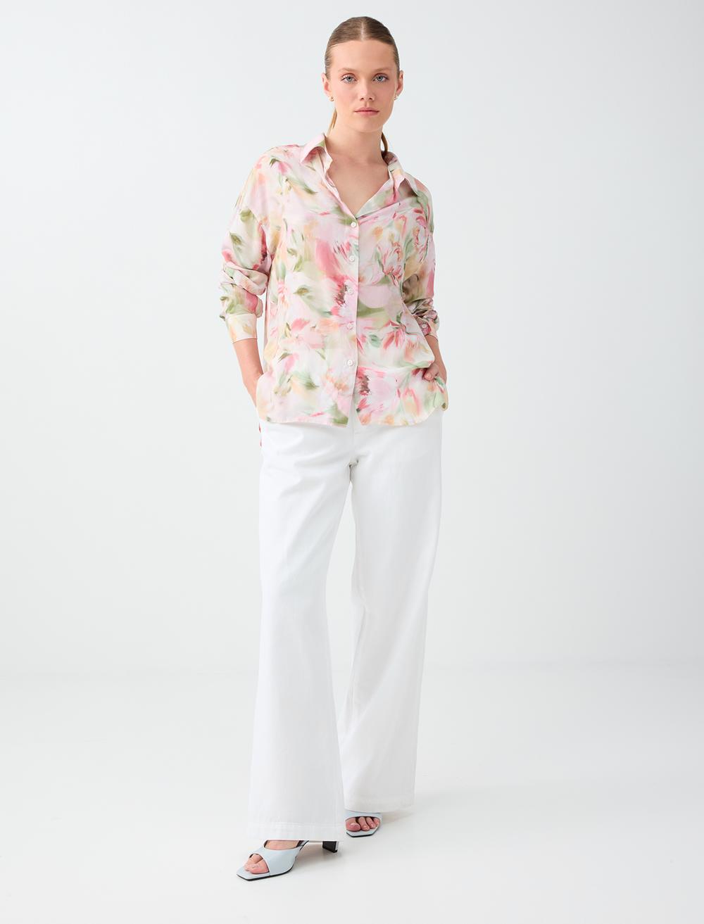 Normal Fit Shirt Collar Long Sleeve Shirt - White - 6SW087805106