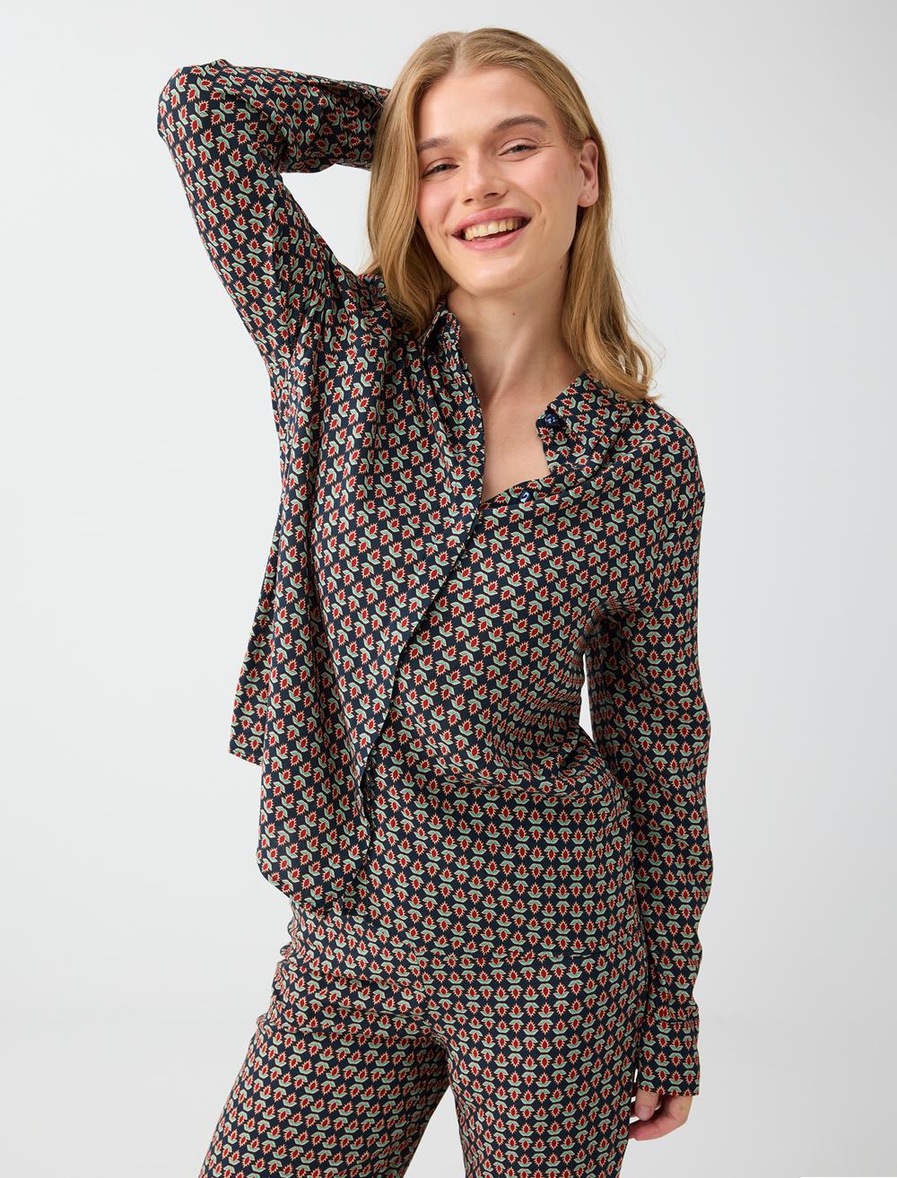 Shirt Collar Shirt - Dark Blue - 6WW088661494