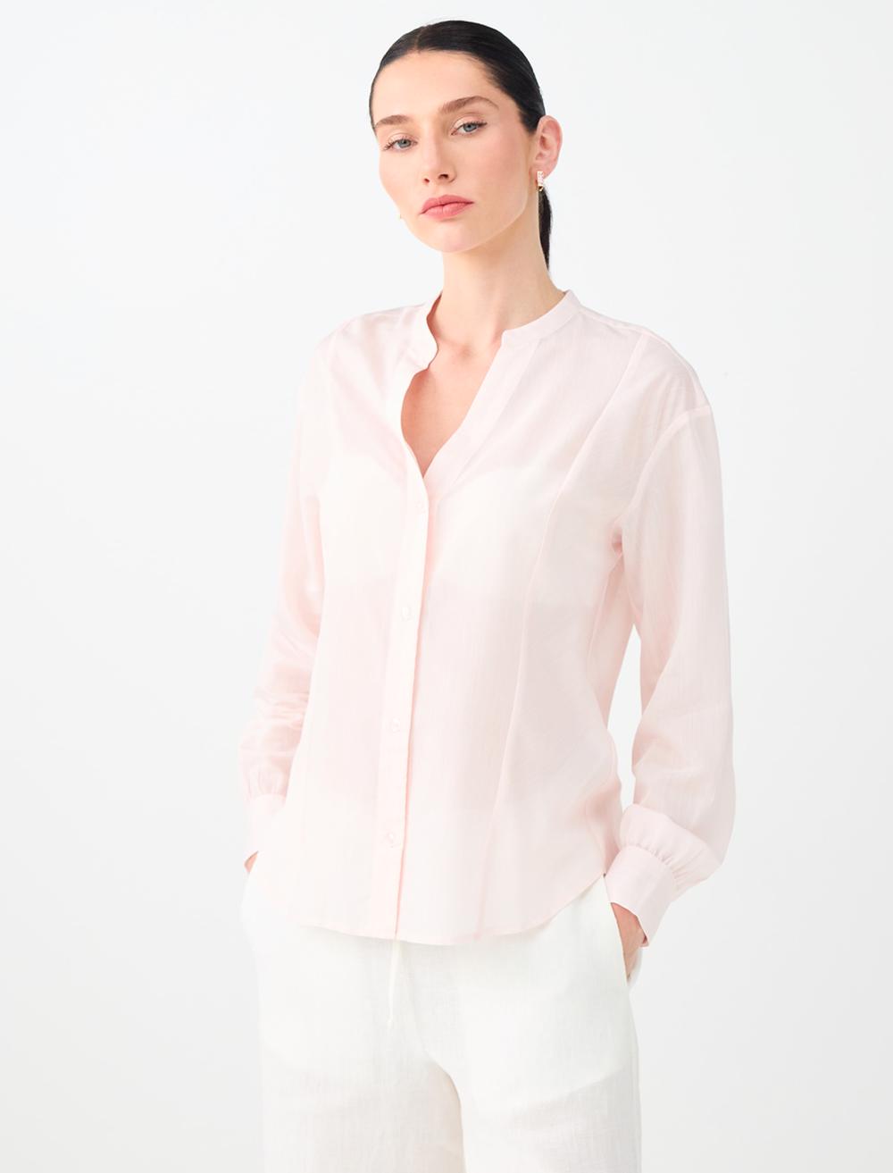 Loose Fit Long Sleeve Shirt - Light Pink - 6SW087527609